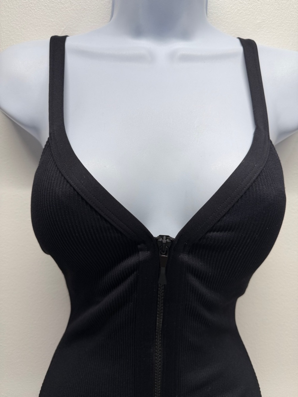Kate Spade Marco Island Zip One Piece Ribbed Swimsuit Zip Up Textured Black XS - Picture 2 of 8